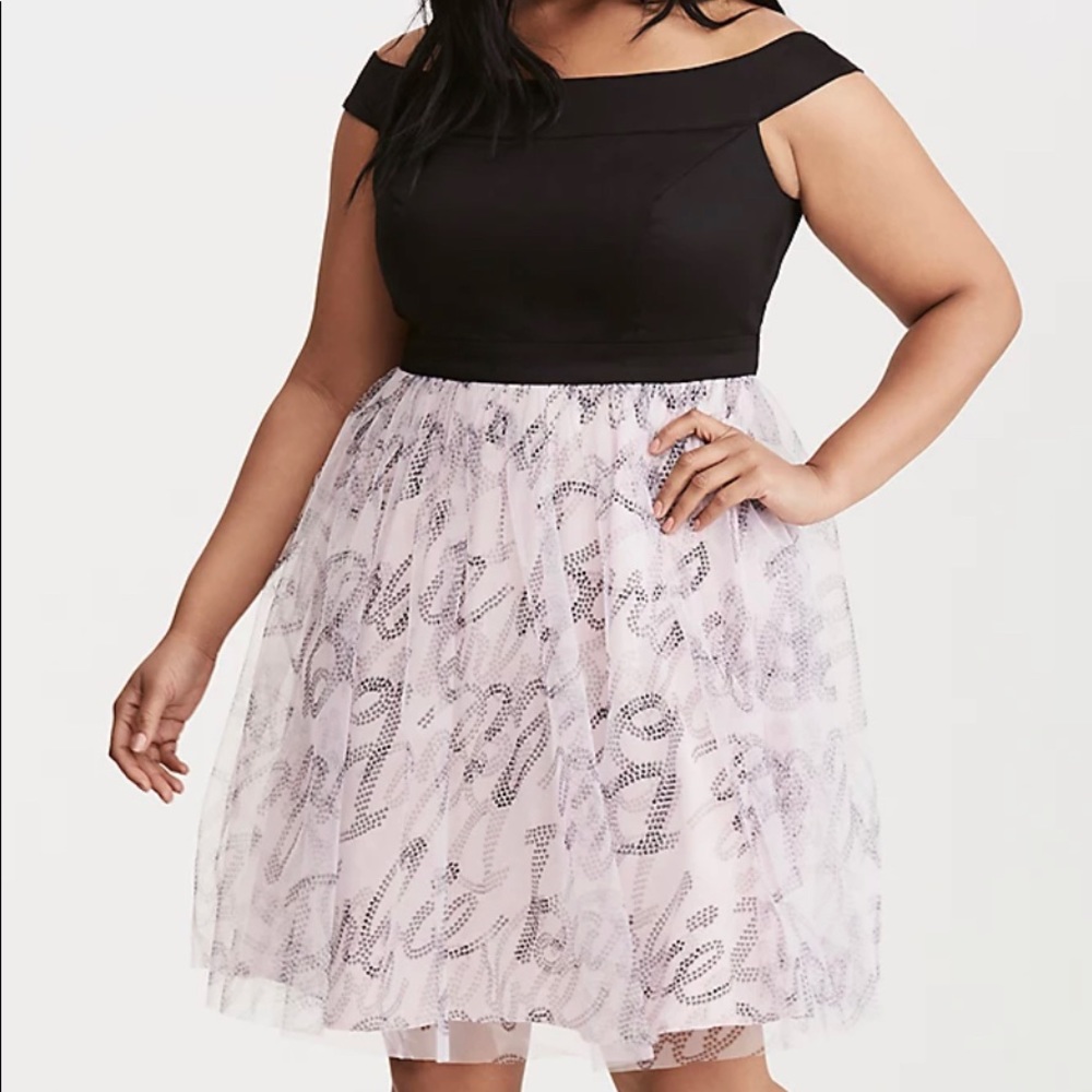 TORRID MATTEL BARBIE TULLE OFF SHOULDER DRESS SIZE 18